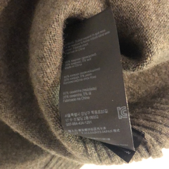 AllSaints Tara Military Green Cashmere Blend Sweater - Picture 11 of 12